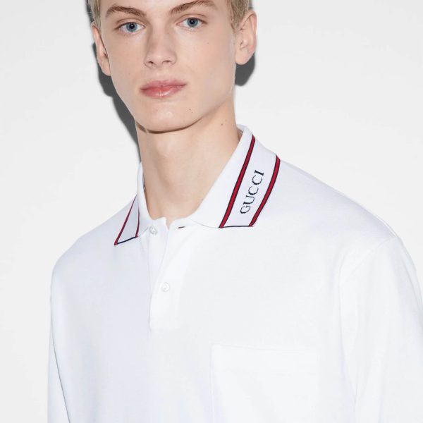 Gucci Cotton Piquet Polo Shirt With Web at Enigma Boutique