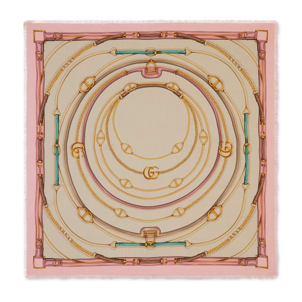 Gucci GG Belt Print Cashmere Silk Shawl - Image 2