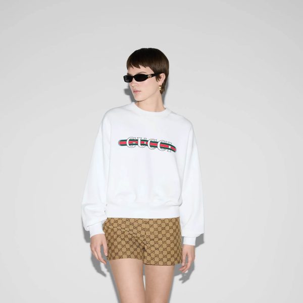 Gucci Cotton Jersey Sweatshirt With GUCCI Print at Enigma Boutique