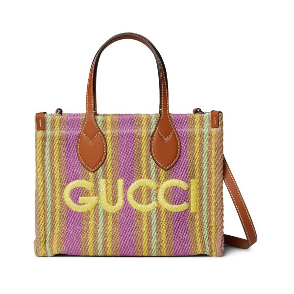 Gucci Small Jute Tote With Gucci Patch