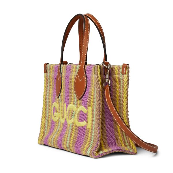 Gucci Small Jute Tote With Gucci Patch - Image 2