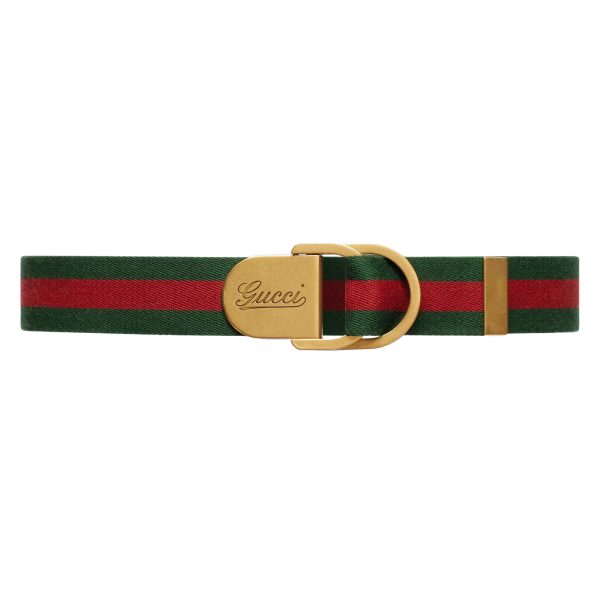 Gucci Web Wide Belt With Gucci Script Buckle at Enigma Boutique