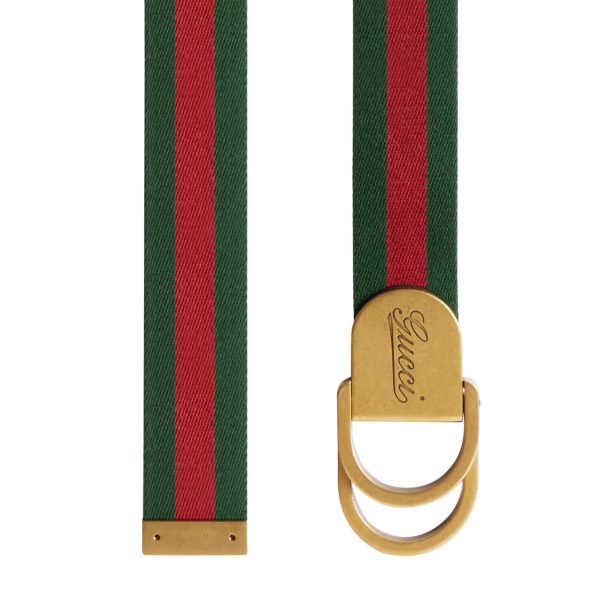 Gucci Web Wide Belt With Gucci Script Buckle at Enigma Boutique