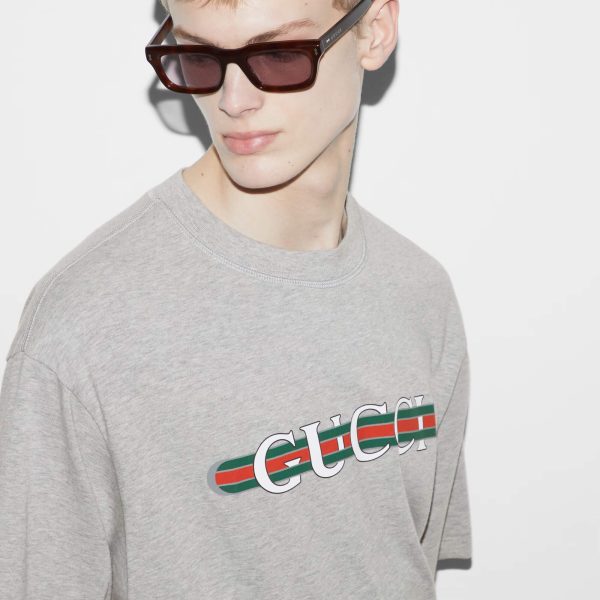 Gucci Cotton Jersey T-shirt With GUCCI Print - Image 4