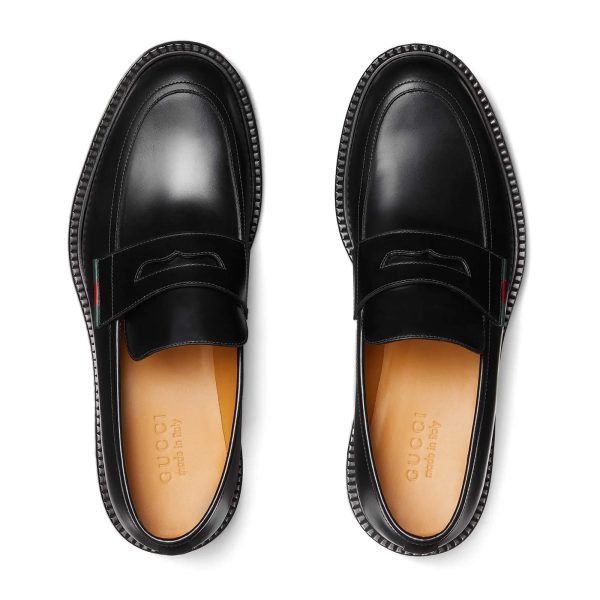 Gucci Men's Loafer With Leather Web at Enigma Boutique