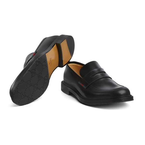 Gucci Men's Loafer With Leather Web at Enigma Boutique