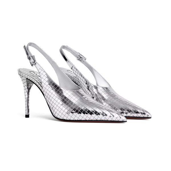 Alaïa Art Deco Slingbacks In Mirror Calfskin