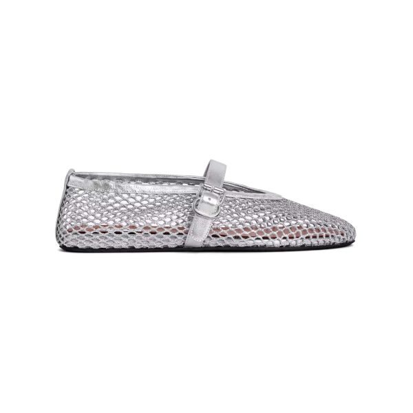 Alaïa Ballet Flats In Laminated Fishnet at Enigma Boutique