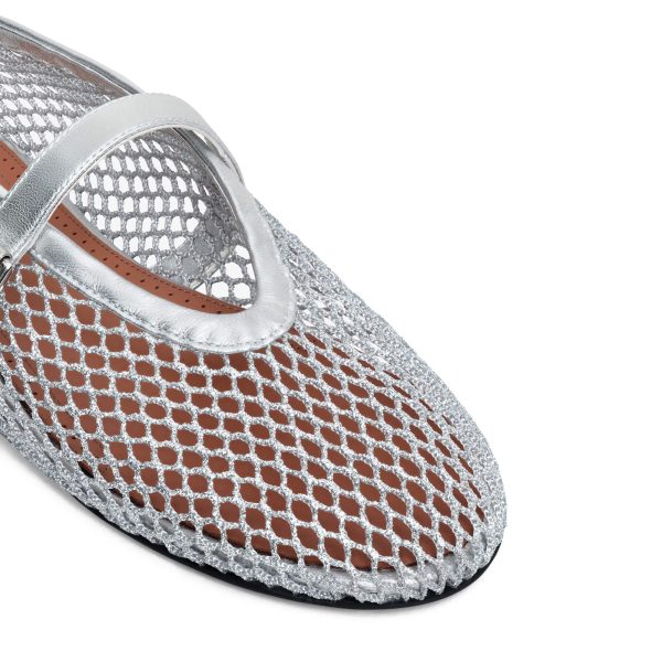 Alaïa Ballet Flats In Laminated Fishnet at Enigma Boutique