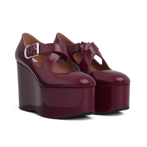 Alaïa Criss Cross Wedges In Patent Calfskin