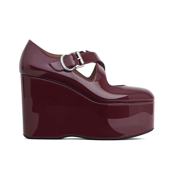 Alaïa Criss Cross Wedges In Patent Calfskin at Enigma Boutique