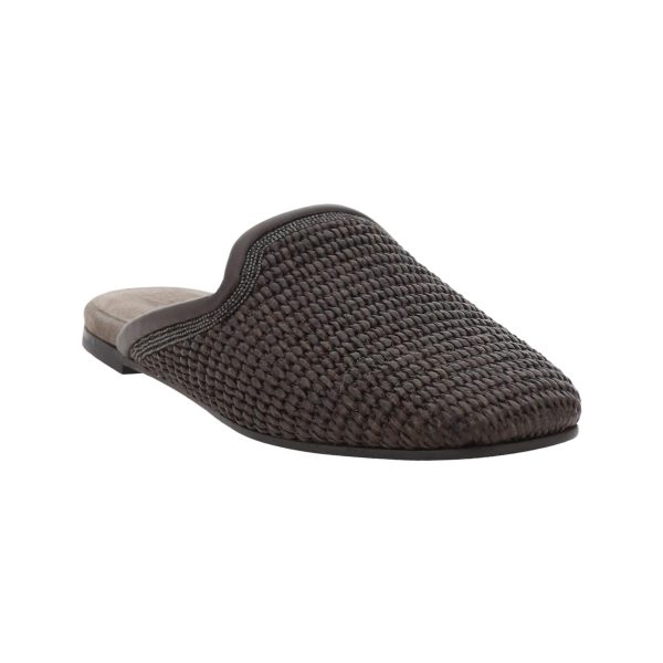 Brunello Cucinelli Raffia Monili Loafer Mules