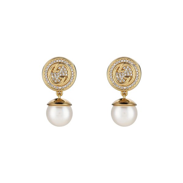 Gucci Blondie Crystal Pearl Earrings at Enigma Boutique