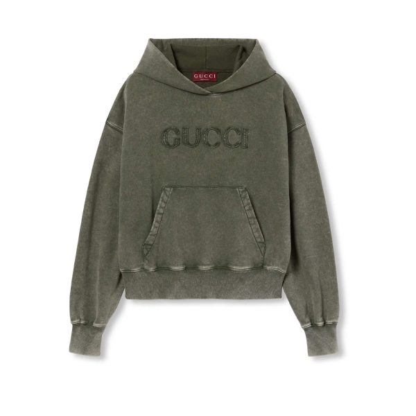 Gucci Embroidered Cotton Jersey Hooded Sweatshirt