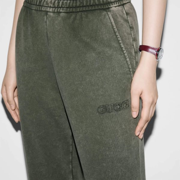 Gucci Embroidered cotton jogging pant at Enigma Boutique