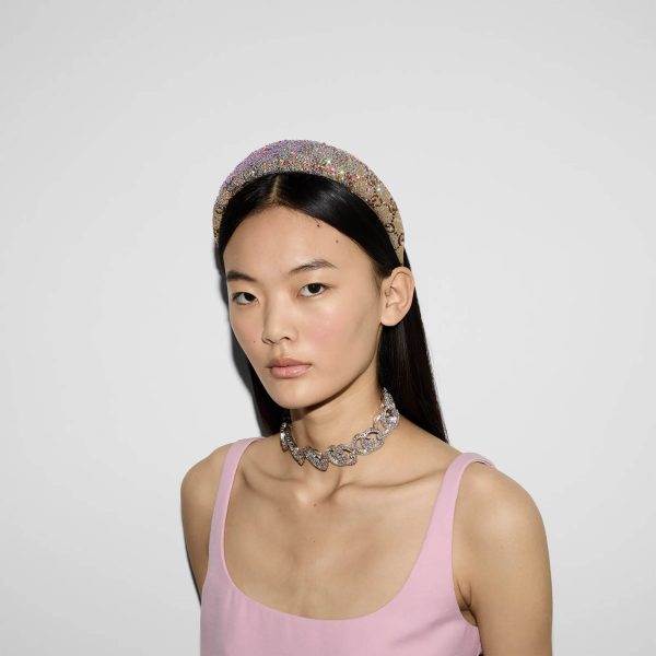 Gucci GG Canvas Hairband With Crystals at Enigma Boutique