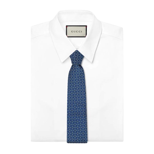 Gucci Horsebit Silk Jacquard Tie - Image 3