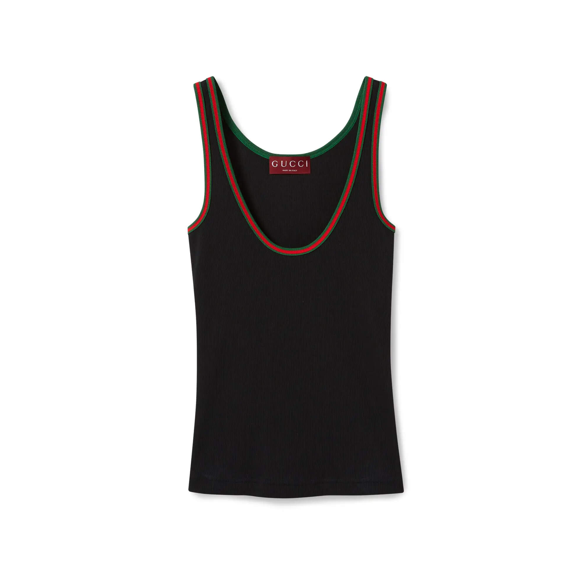 Gucci Cotton Rib Tank Top With Web at Enigma Boutique