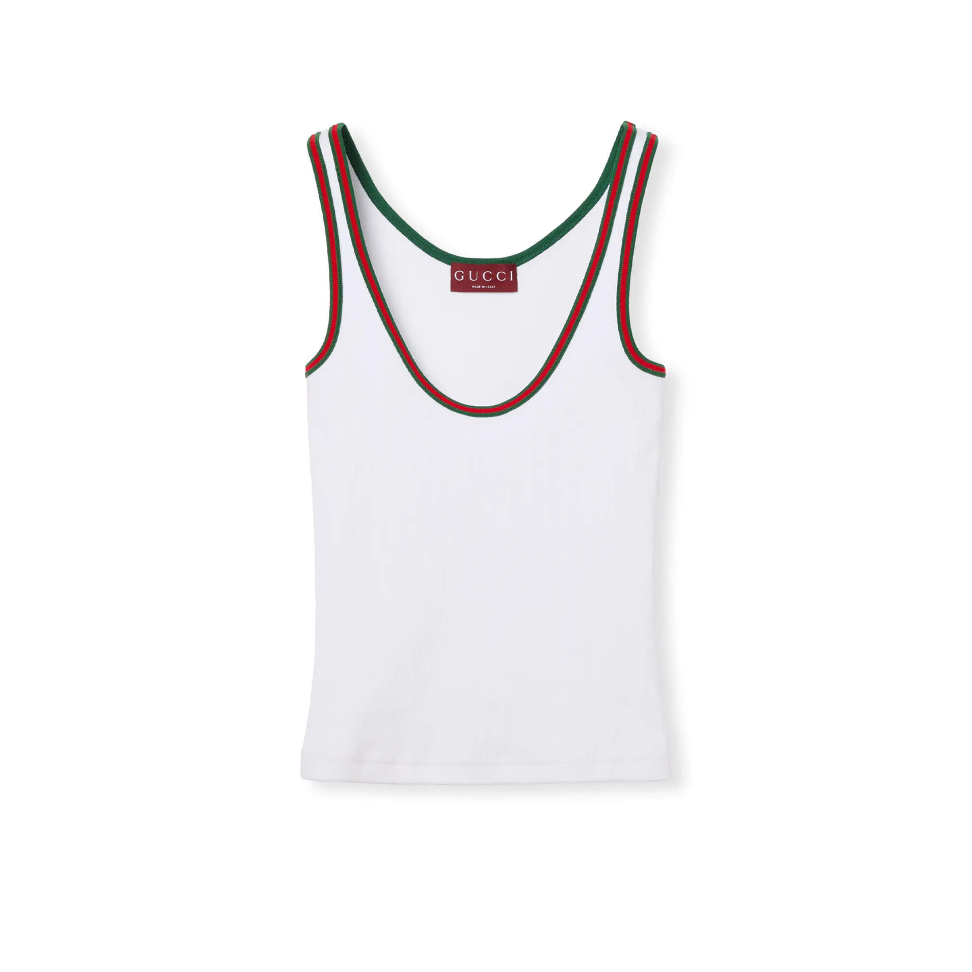 Gucci Cotton Rib Tank Top With Web at Enigma Boutique