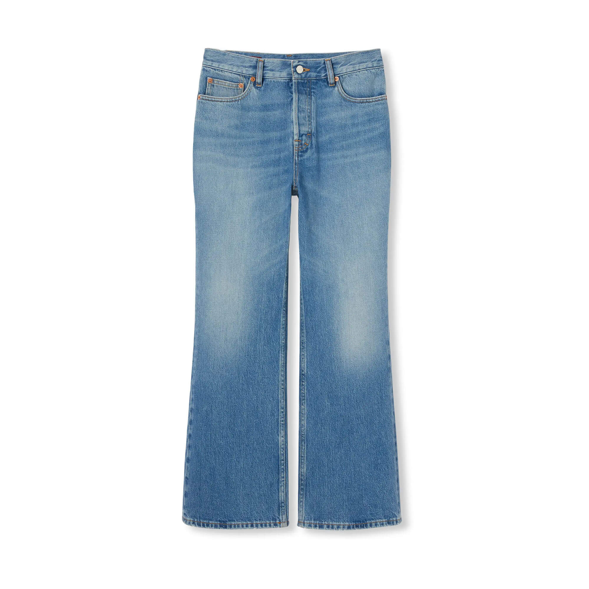 Gucci Cropped Flared Denim Trousers at Enigma Boutique