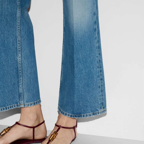 Gucci Cropped Flared Denim Trousers - Image 4